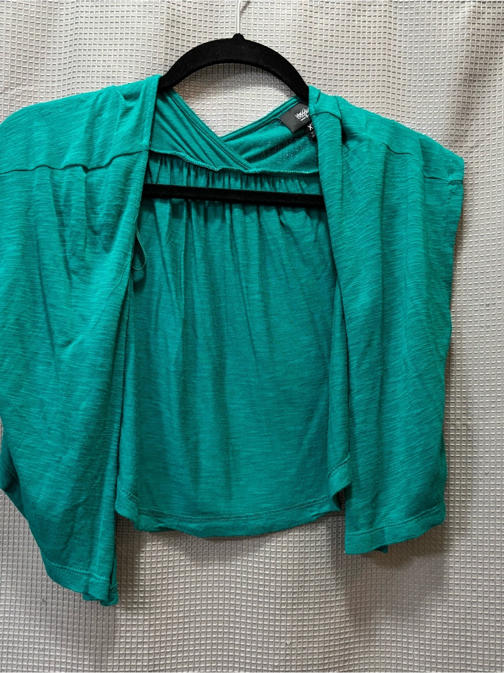Women’s Teal Open-Front Cropped Shrug/Cardigan